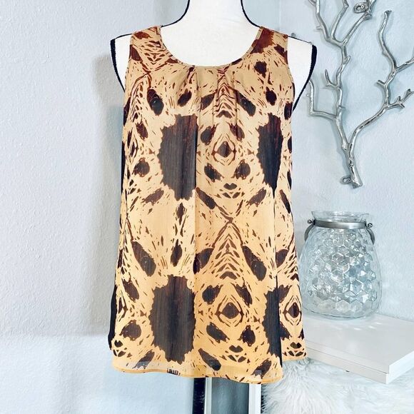 Jones New York Collection Blouse Yellow Brown Size 4 - Picture 1 of 10